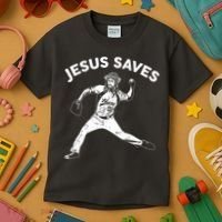 Funny Jesus Saves Baseball Kids T-Shirt thumb 3