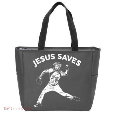 Funny Jesus Saves Baseball Tote Bag