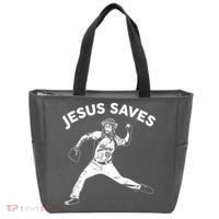 Funny Jesus Saves Baseball Tote Bag thumb 0