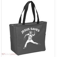 Funny Jesus Saves Baseball Tote Bag thumb 2
