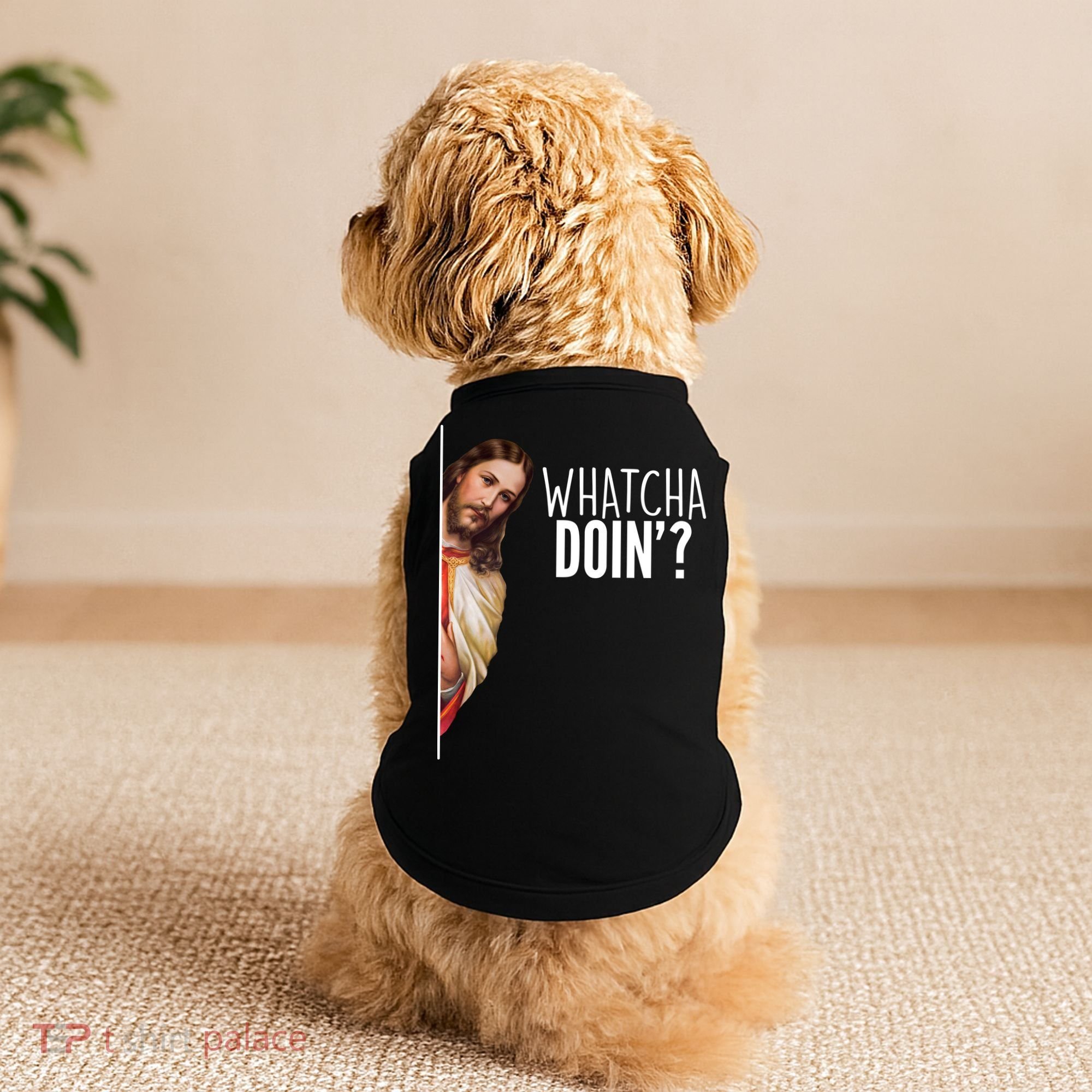Funny Jesus Whatcha Doin' Doggie Tank