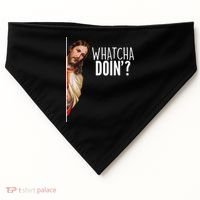 Funny Jesus Whatcha Doin' USA-Made Doggie Bandana thumb 0