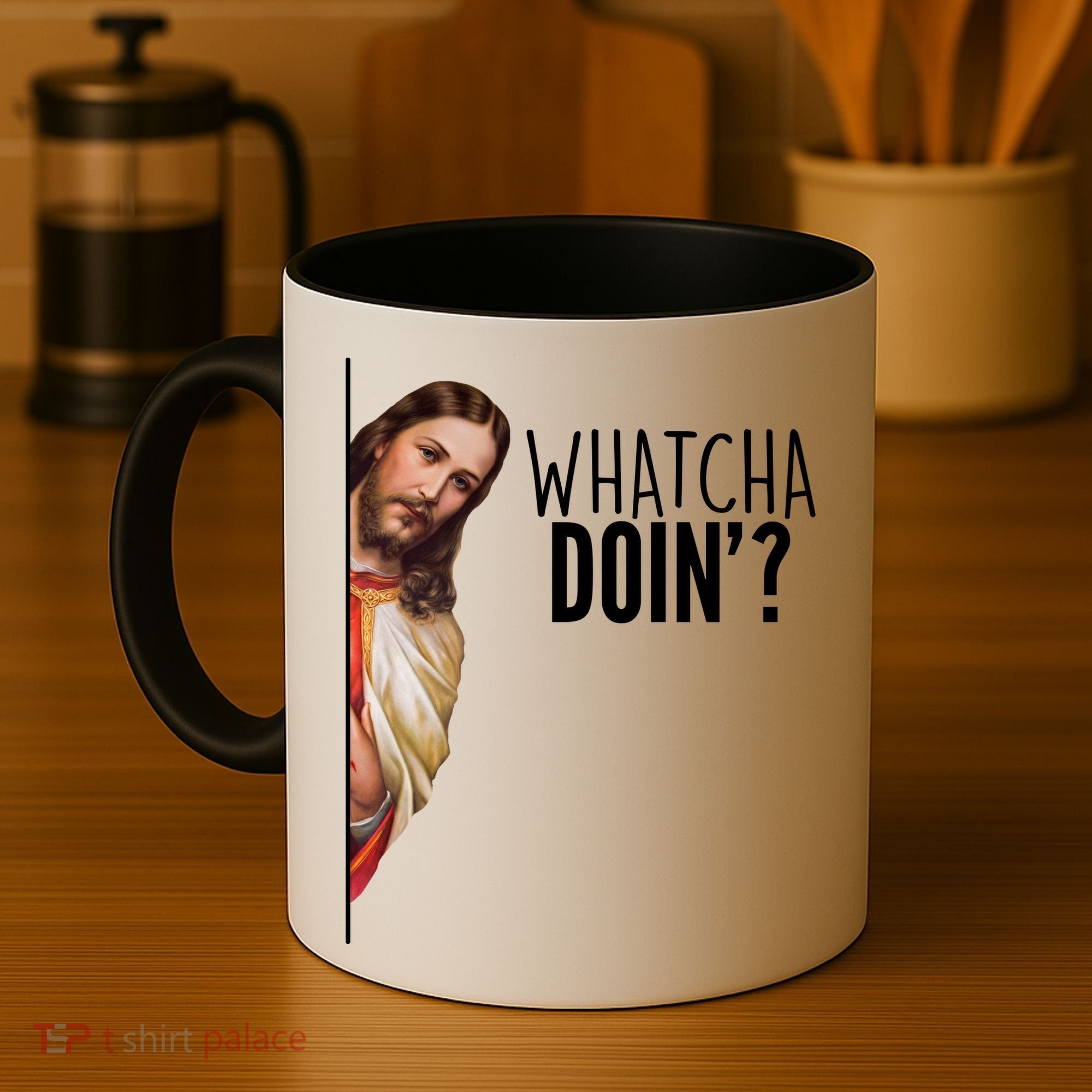 Funny Jesus Whatcha Doin' Coffee Mug