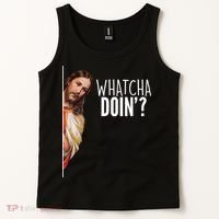 Funny Jesus Whatcha Doin' Tank Top thumb 2