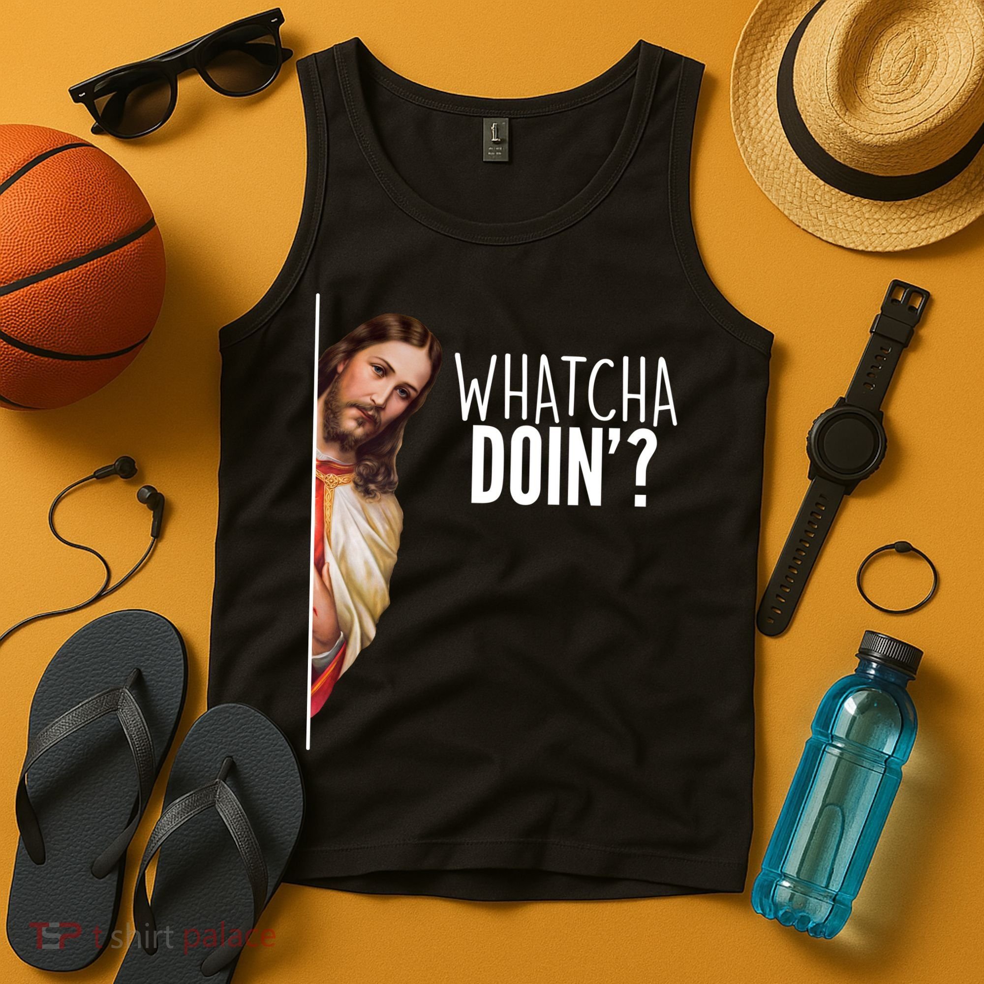 Funny Jesus Whatcha Doin' Tank Top