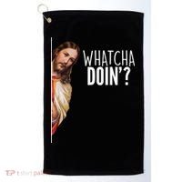 Funny Jesus Whatcha Doin' Golf Towel thumb 0