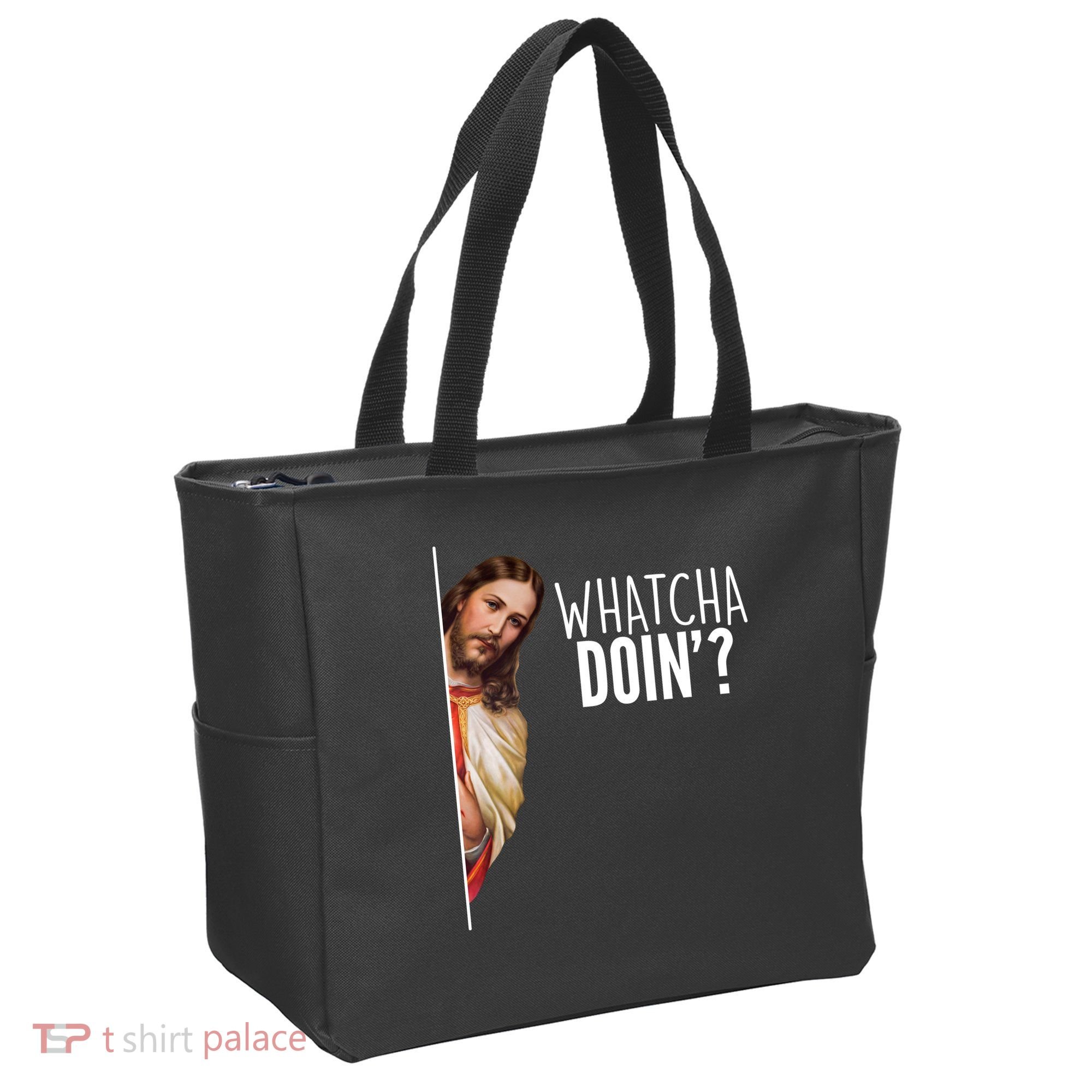 Funny Jesus Whatcha Doin' Tote Bag