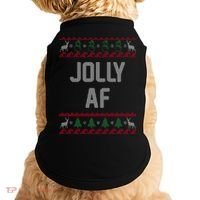 Funny Jolly AF Ugly Christmas Sweater Style Doggie Tank thumb 0