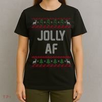 Funny Jolly AF Ugly Christmas Sweater Style T-Shirt thumb 4