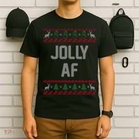 Funny Jolly AF Ugly Christmas Sweater Style T-Shirt thumb 6