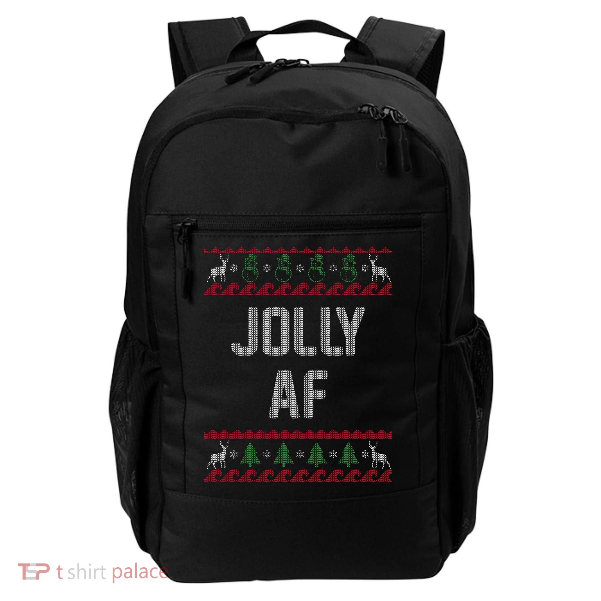 Funny Jolly AF Ugly Christmas Sweater Style Backpack