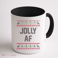 Funny Jolly AF Ugly Christmas Sweater Style Coffee Mug thumb 1