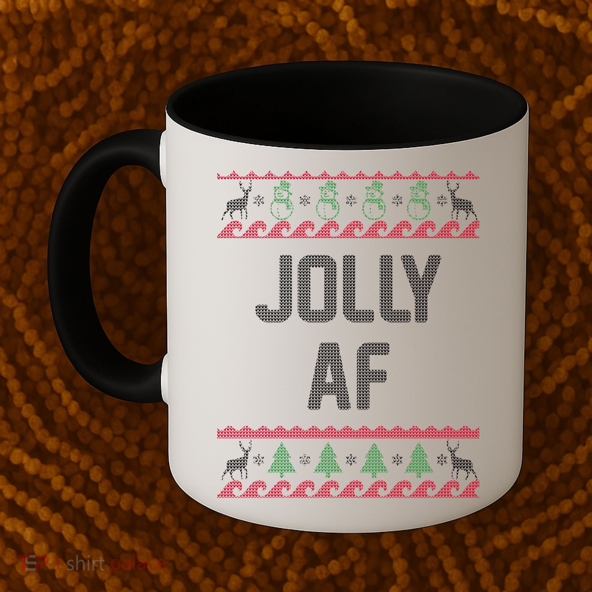 Funny Jolly AF Ugly Christmas Sweater Style Coffee Mug