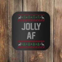 Funny Jolly AF Ugly Christmas Sweater Style Coaster thumb 0