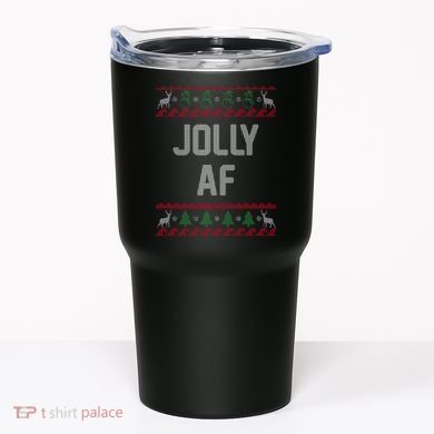 Funny Jolly AF Ugly Christmas Sweater Style Tumbler