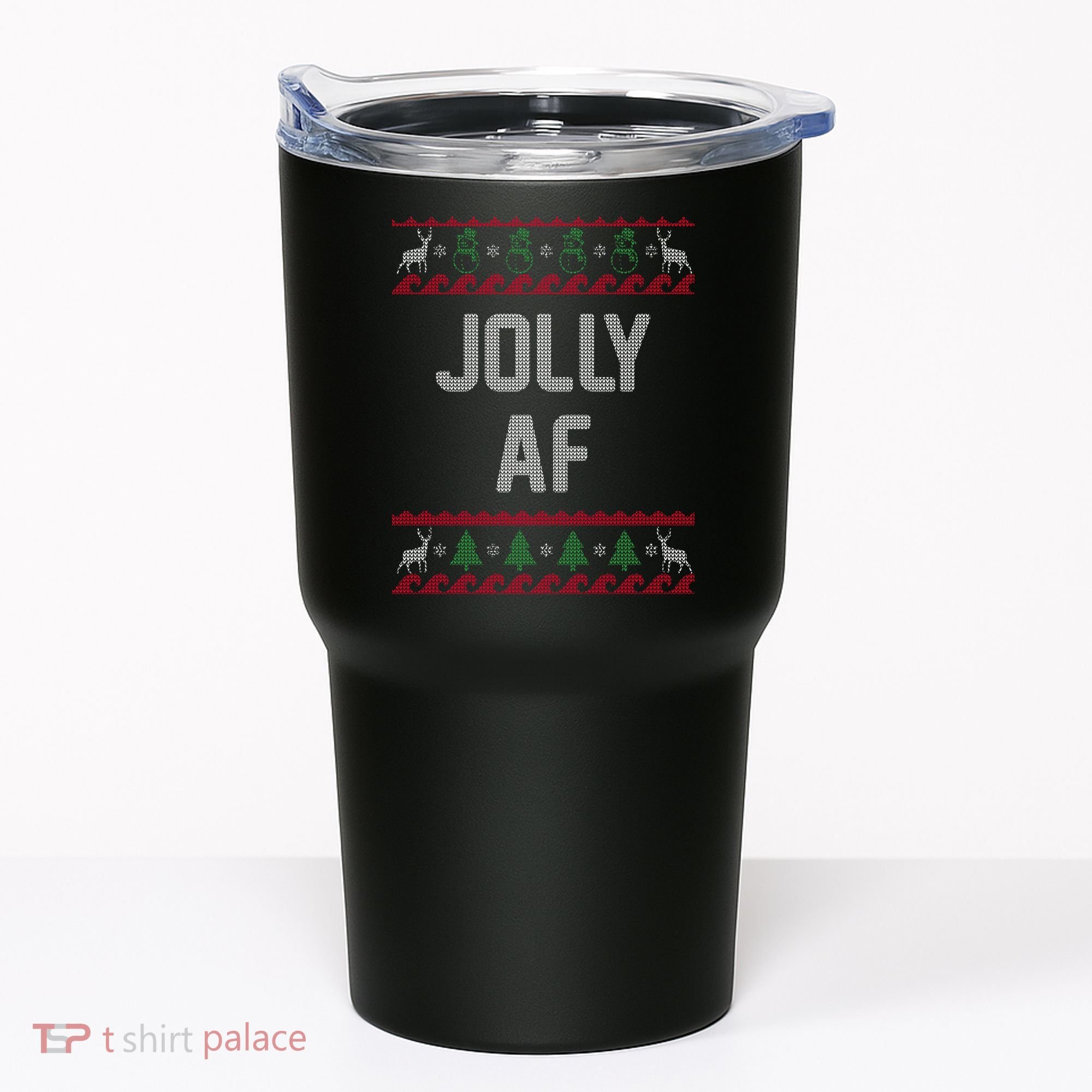 Funny Jolly AF Ugly Christmas Sweater Style Tumbler