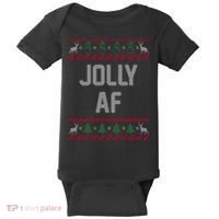 Funny Jolly AF Ugly Christmas Sweater Style Baby Bodysuit thumb 0