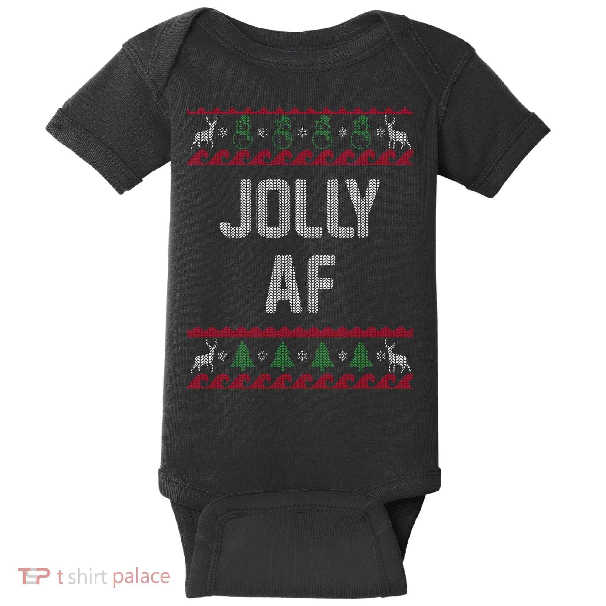 Funny Jolly AF Ugly Christmas Sweater Style Baby Bodysuit