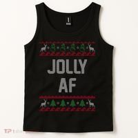 Funny Jolly AF Ugly Christmas Sweater Style Tank Top thumb 2