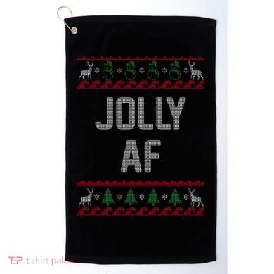 Funny Jolly AF Ugly Christmas Sweater Style Golf Towel