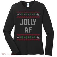 Funny Jolly AF Ugly Christmas Sweater Style Women's Long Sleeve Shirt thumb 0