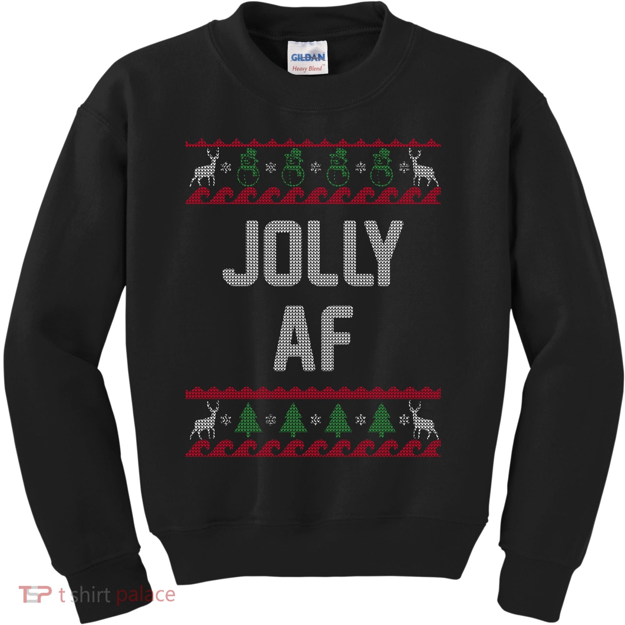 Funny Jolly AF Ugly Christmas Sweater Style Kids Sweatshirt