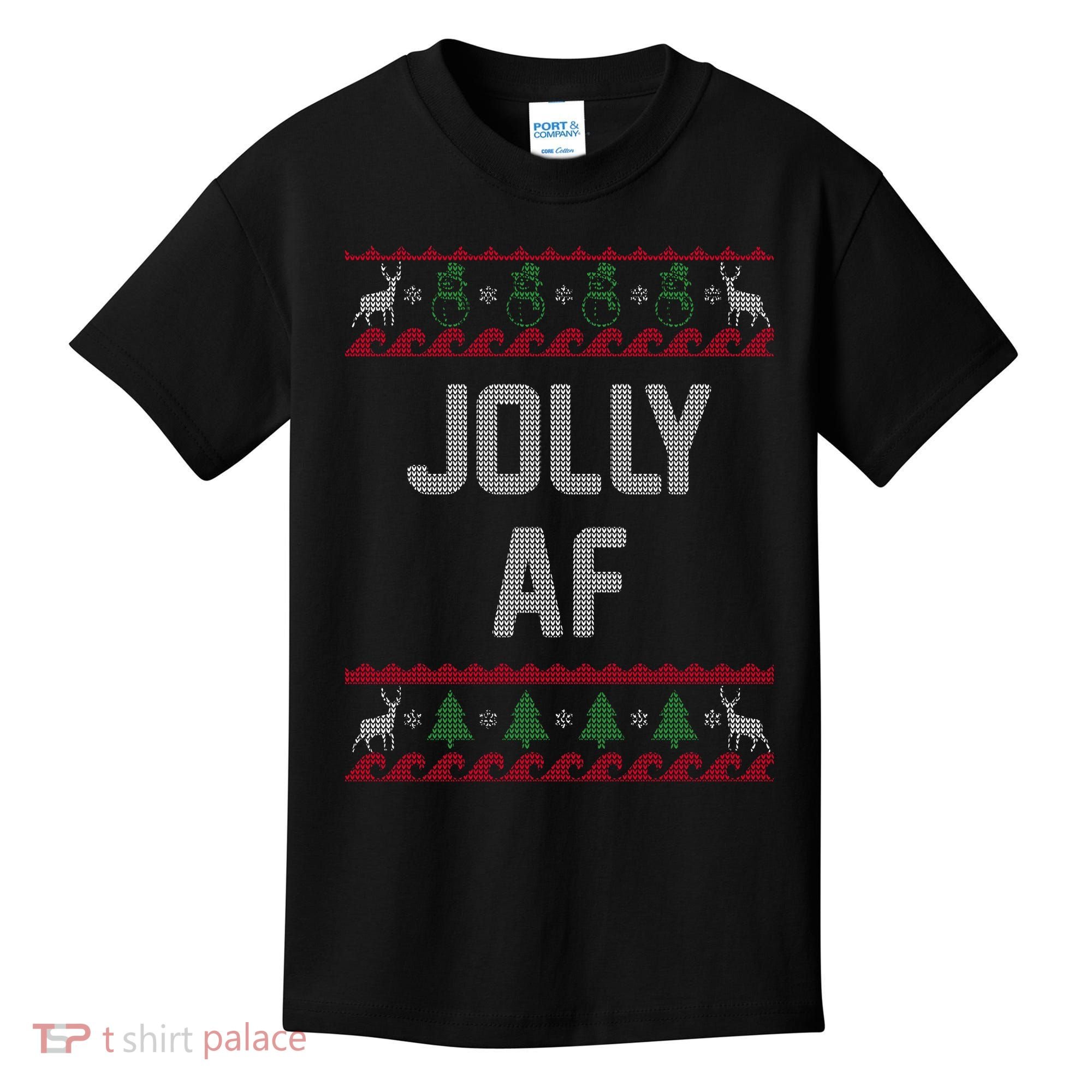 Funny Jolly AF Ugly Christmas Sweater Style Kids T-Shirt