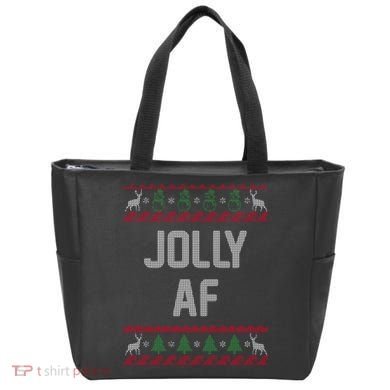 Funny Jolly AF Ugly Christmas Sweater Style Tote Bag