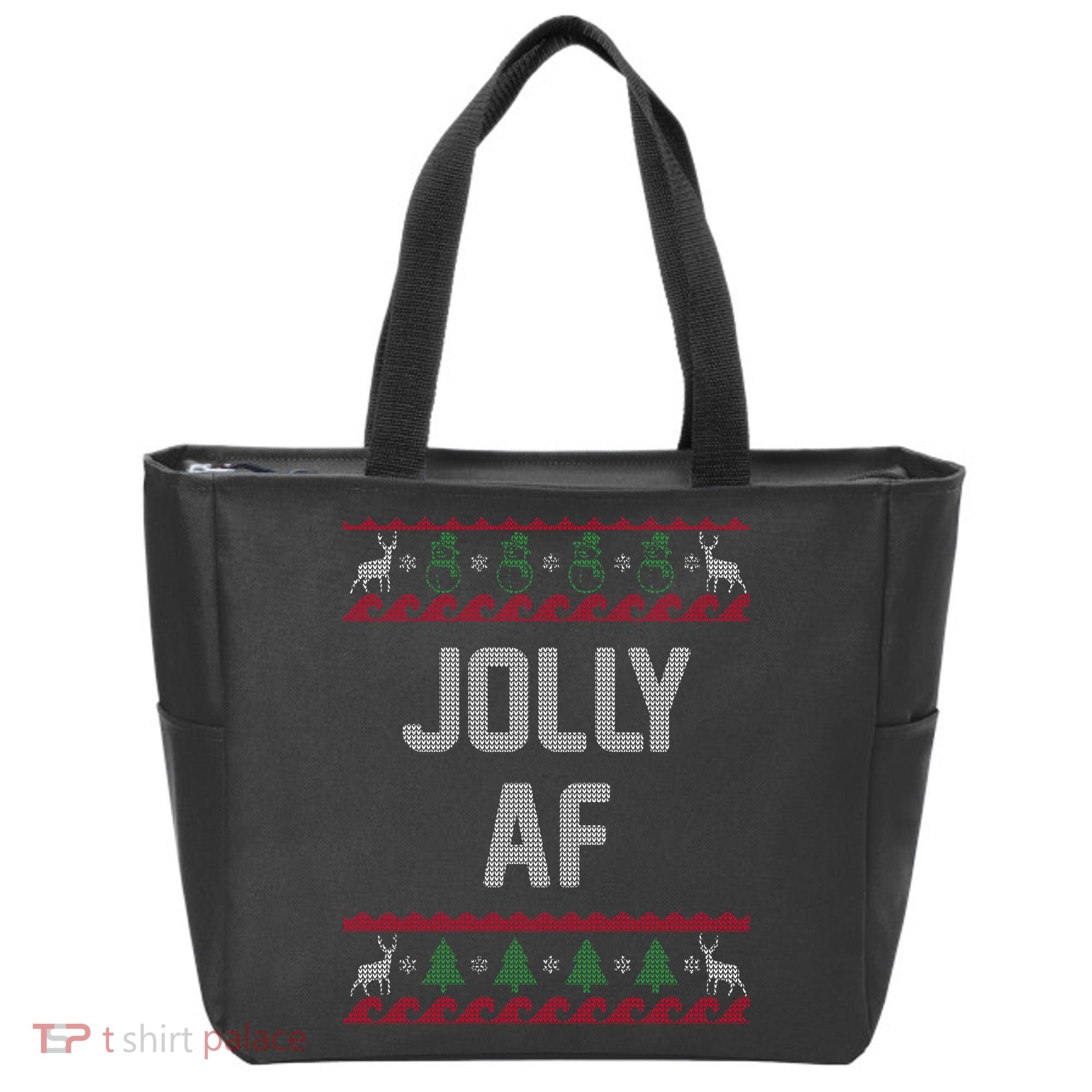 Funny Jolly AF Ugly Christmas Sweater Style Tote Bag