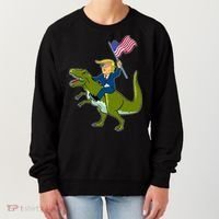 Funny July 4th Donald Trump T-Rex Women's Sweatshirt thumb 0