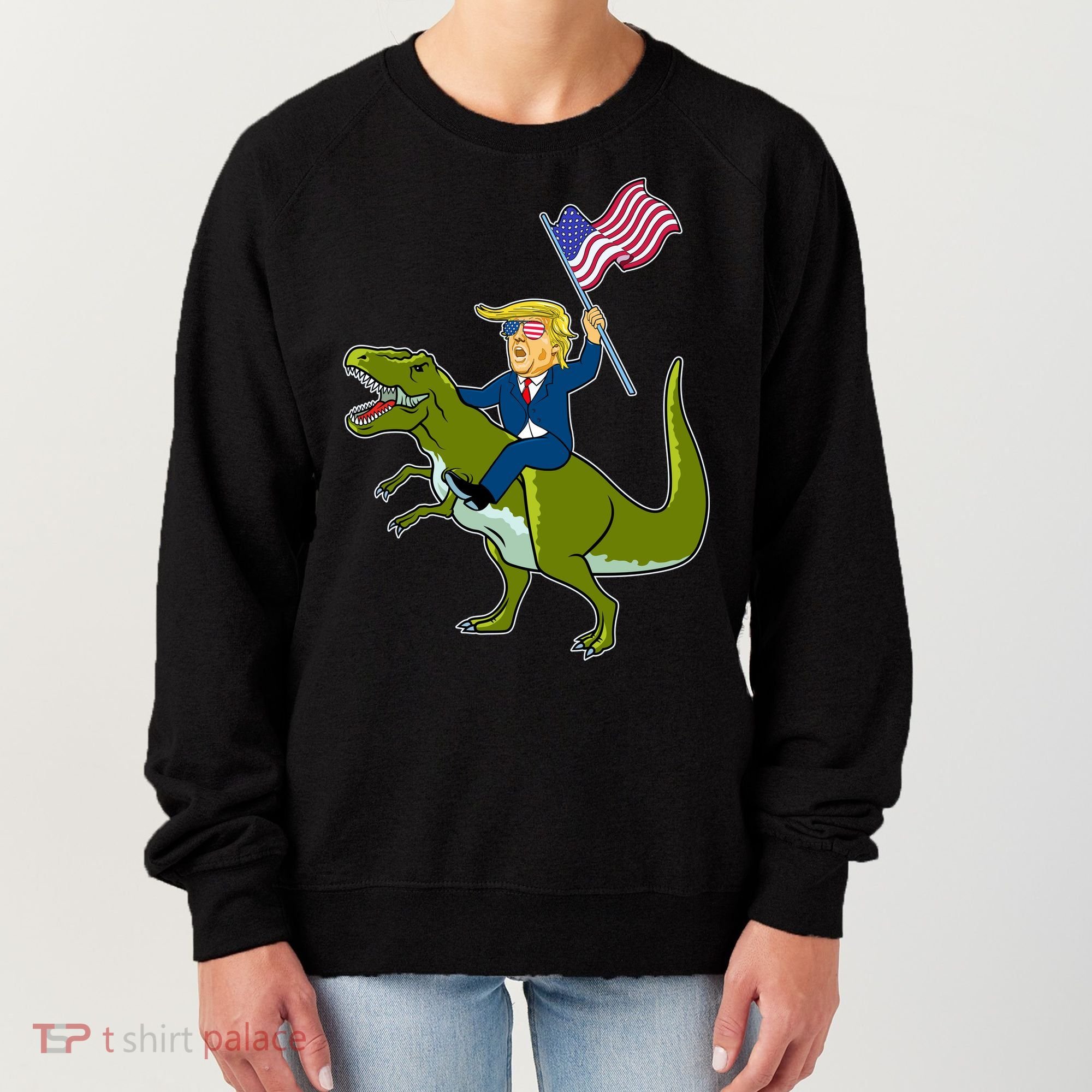 Funny July 4th Donald Trump T-Rex Women's Sweatshirt