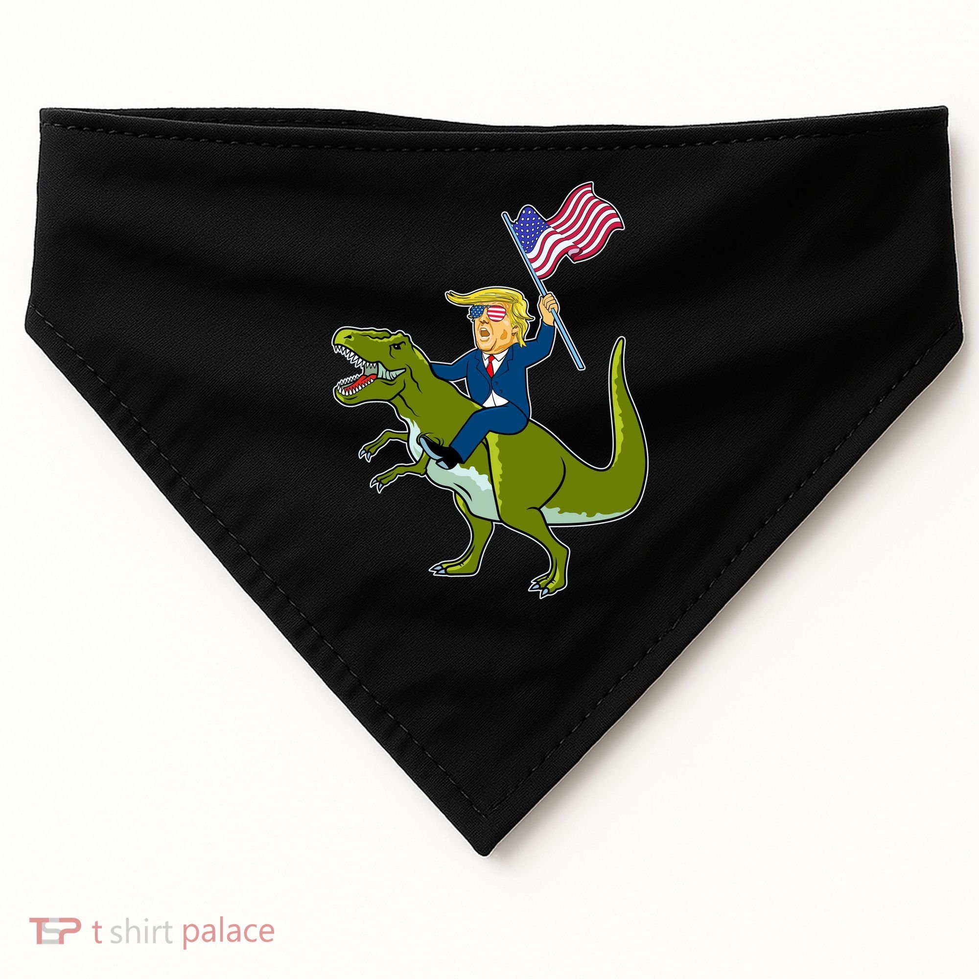 Funny July 4th Donald Trump T-Rex USA-Made Doggie Bandana