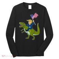Funny July 4th Donald Trump T-Rex Long Sleeve Shirt thumb 0