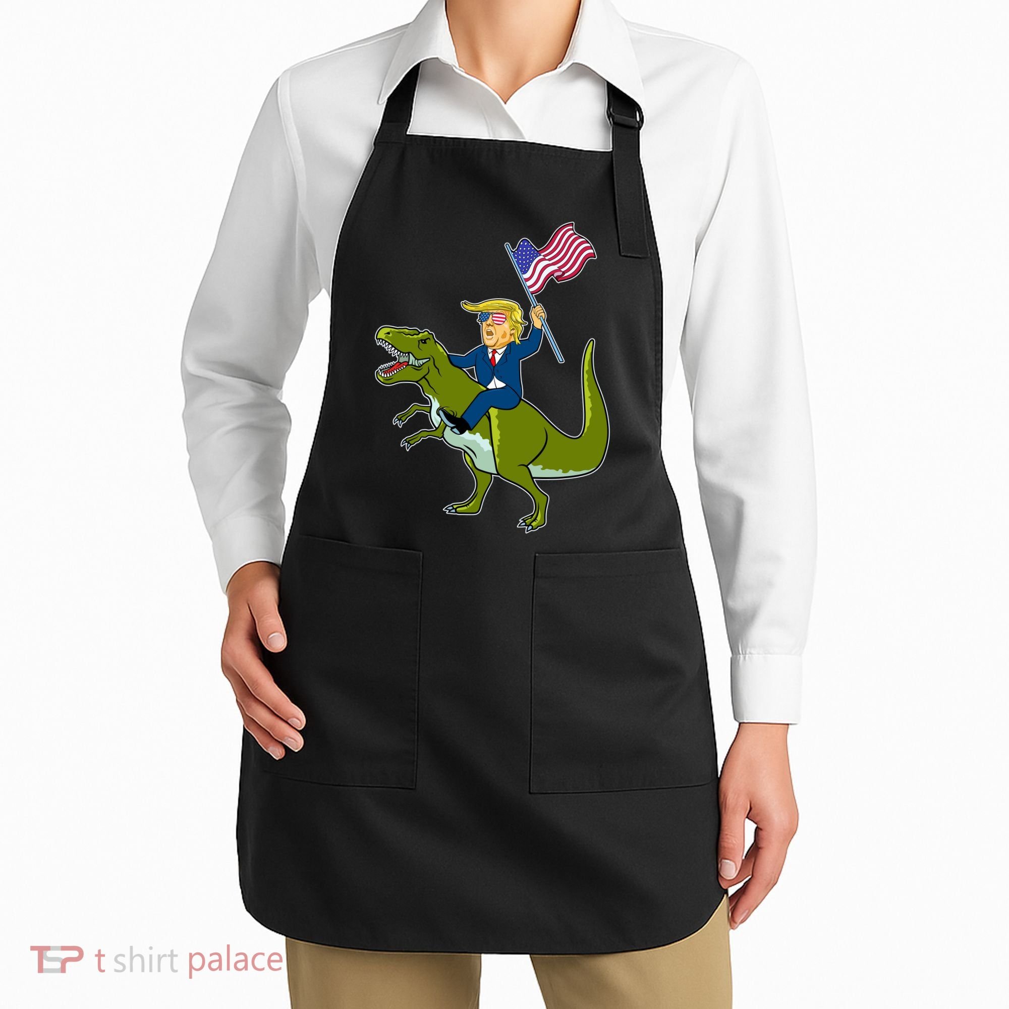 Funny July 4th Donald Trump T-Rex Apron
