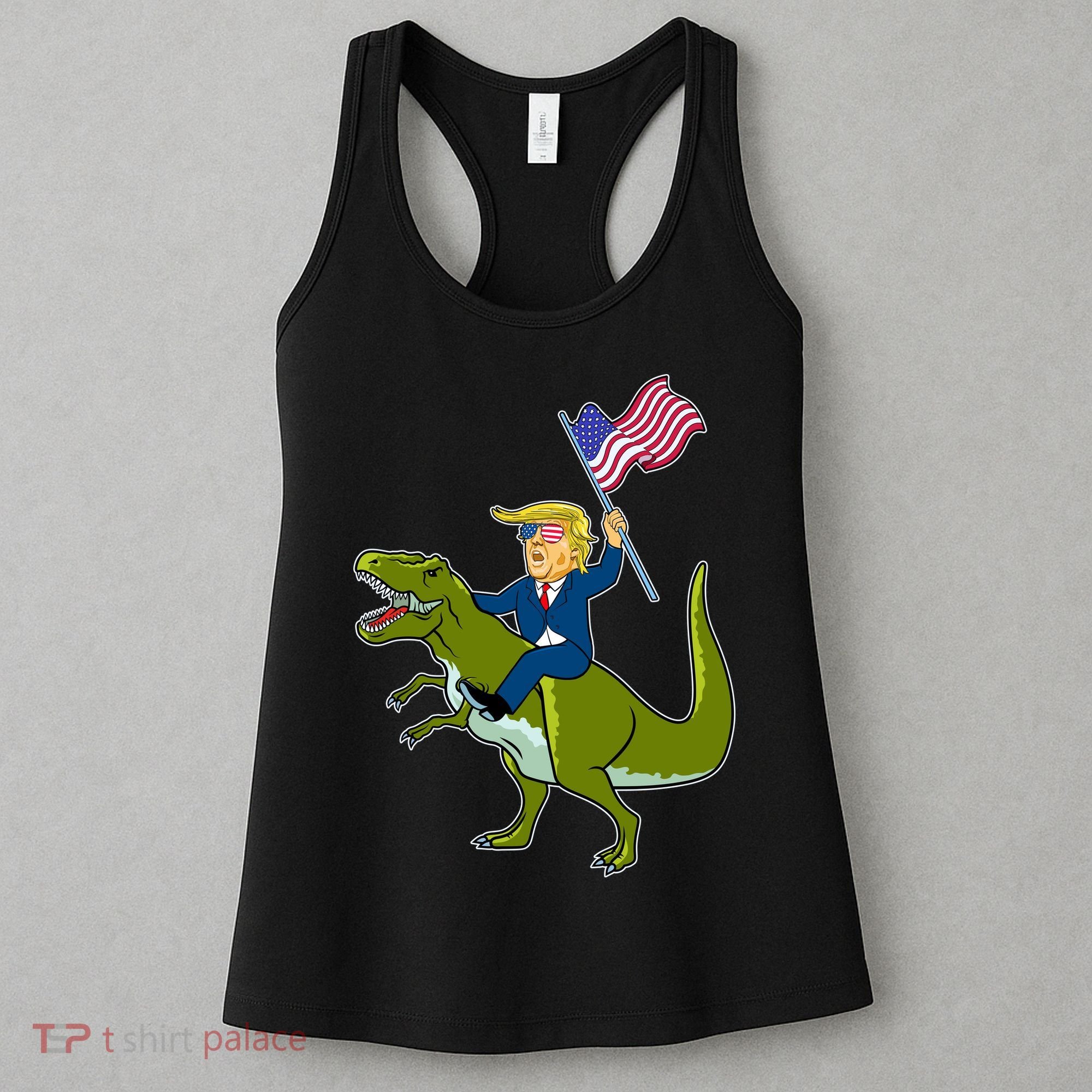 Funny July 4th Donald Trump T-Rex Women's Tank Top