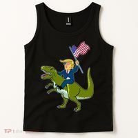 Funny July 4th Donald Trump T-Rex Tank Top thumb 2