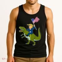 Funny July 4th Donald Trump T-Rex Tank Top thumb 3