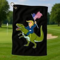 Funny July 4th Donald Trump T-Rex Golf Towel thumb 1