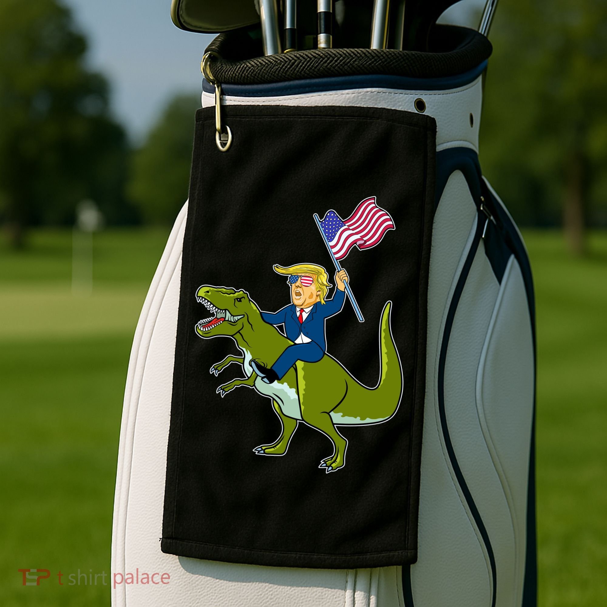 Funny July 4th Donald Trump T-Rex Golf Towel