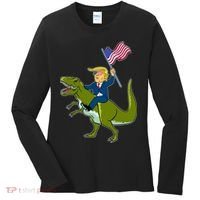 Funny July 4th Donald Trump T-Rex Women's Long Sleeve Shirt thumb 0