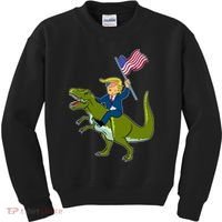 Funny July 4th Donald Trump T-Rex Kids Sweatshirt thumb 0