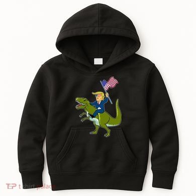 Funny July 4th Donald Trump T-Rex Kids Hoodie