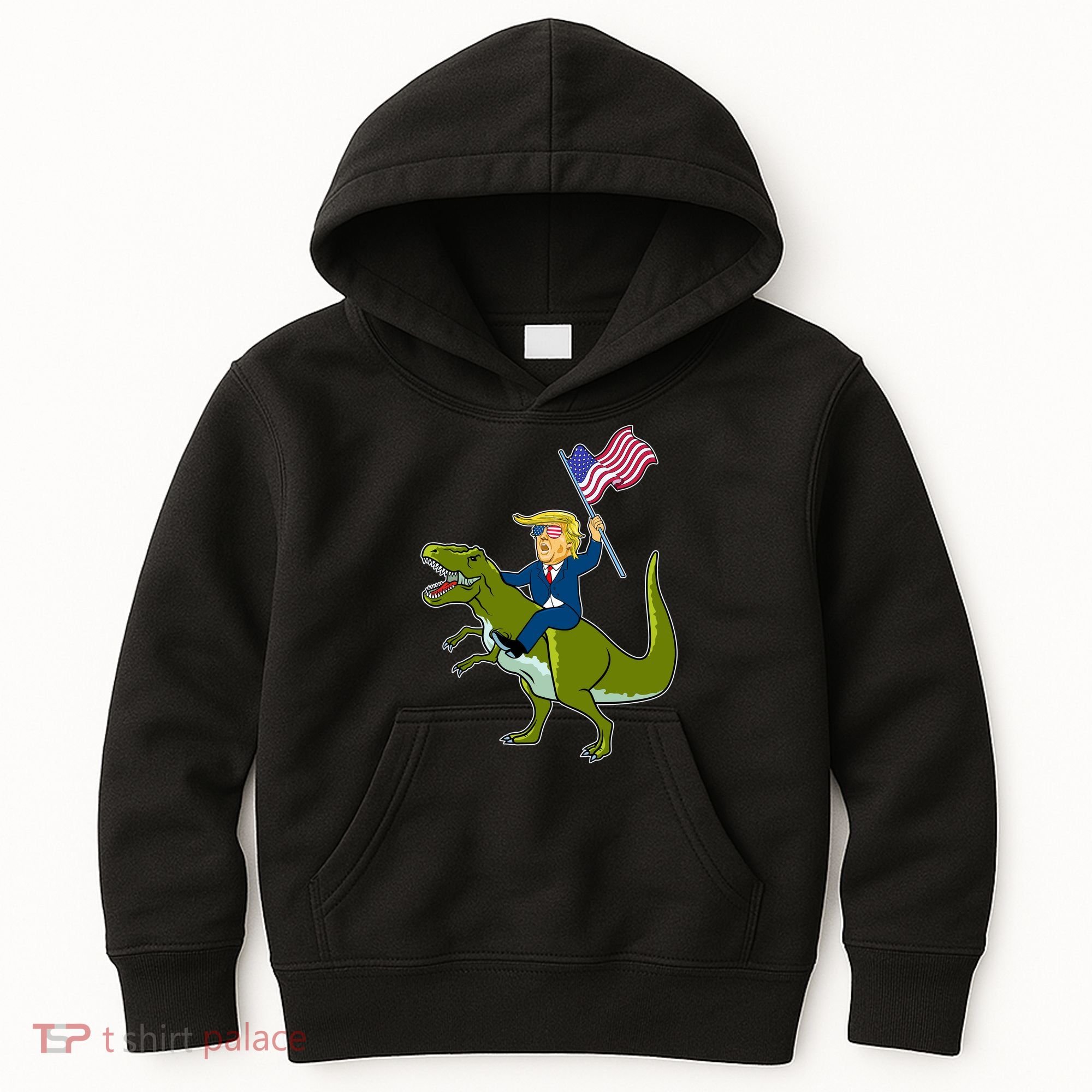 Funny July 4th Donald Trump T-Rex Kids Hoodie