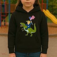 Funny July 4th Donald Trump T-Rex Kids Hoodie thumb 3
