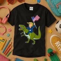 Funny July 4th Donald Trump T-Rex Kids T-Shirt thumb 3