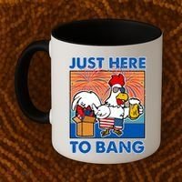 Funny Just Here To Bang Fireworks Beer Chicken Coffee Mug thumb 2