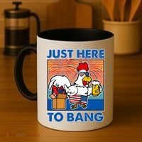 Funny Just Here To Bang Fireworks Beer Chicken Coffee Mug thumb 4