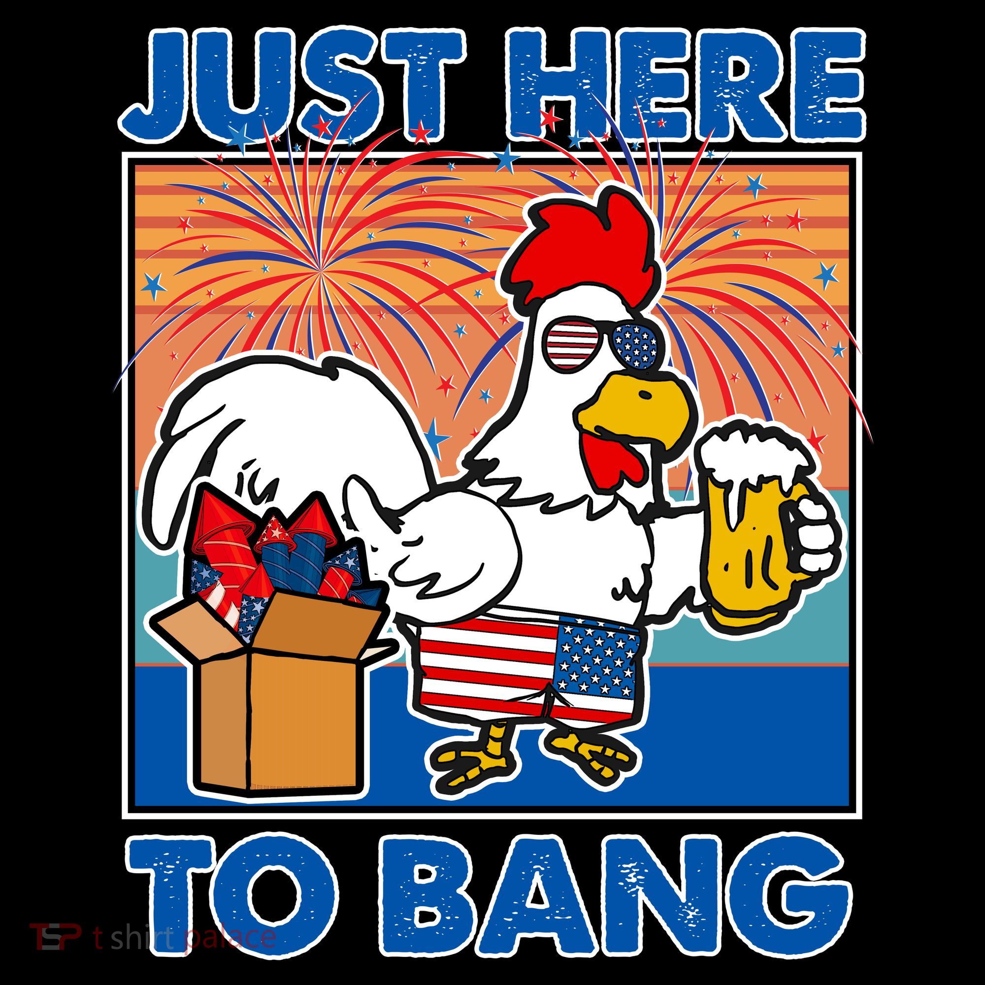 Funny Just Here To Bang Fireworks Beer Chicken Coffee Mug
