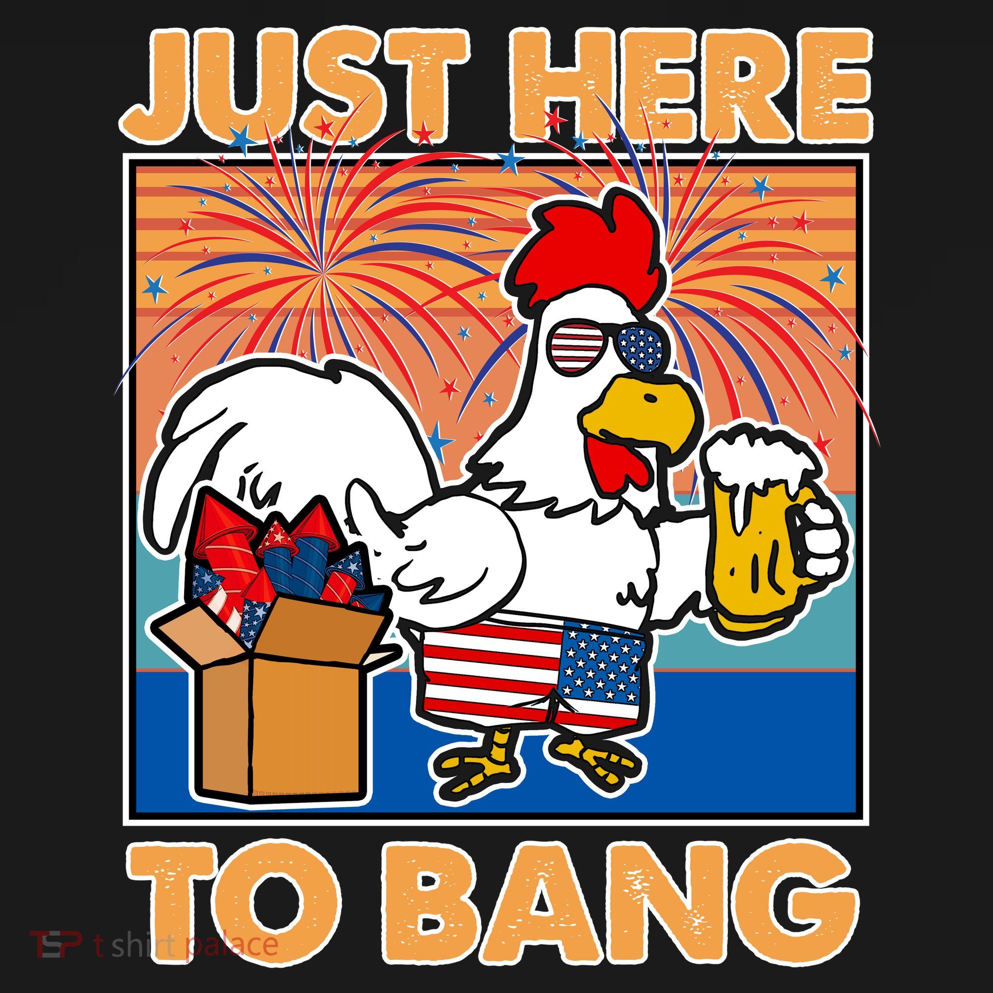 Funny Just Here To Bang Fireworks Beer Chicken Ornament