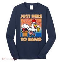 Funny Just Here To Bang Fireworks Beer Chicken Long Sleeve Shirt thumb 0